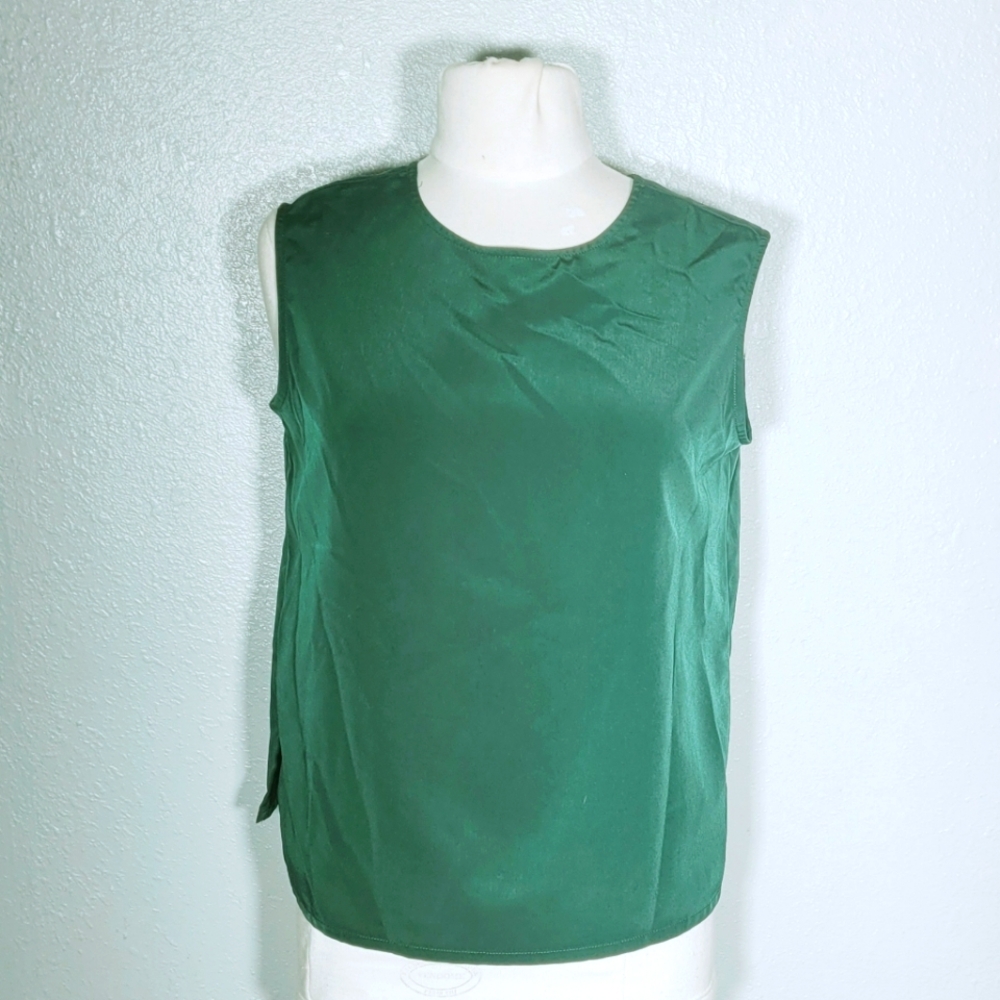 Hunter Green Keyhole Sleeveless Tank Top Large woven by Bonworth